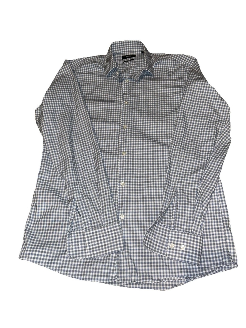 Hugo Boss Men's Marley US Sharp Fit Plaid Long Sleeve Dress Shirt 15.5- 34/35